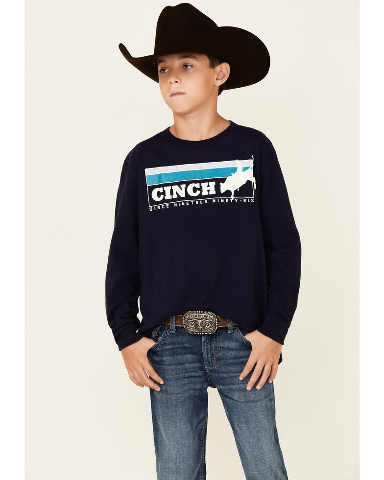CINCH BOYS' NAVY BULLRIDER LOGO GRAPHIC LONG SLEEVE T-SHIRT
