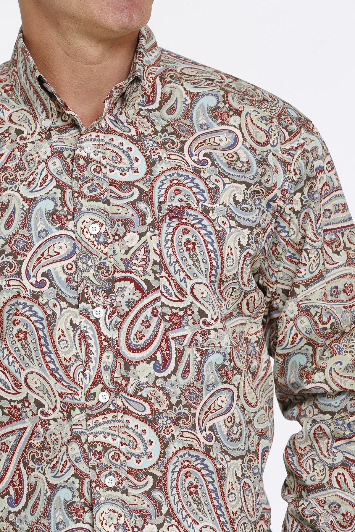 CINCH MEN'S LONG SLEEVE PAISLEY PRINT BUTTON-DOWN SHIRT