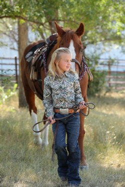 GIRLS PAISLEY PRINT WESTERN SHIRT - GREEN