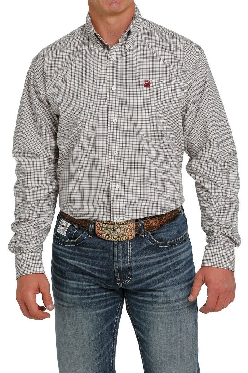 CINCH MEN'S LONG SLEEVE PLAID WESTERN SHIRT IN CREAM