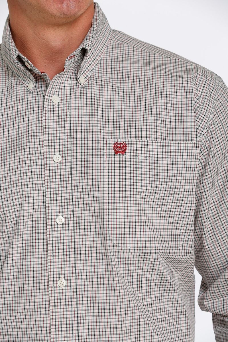 CINCH MEN'S LONG SLEEVE PLAID WESTERN SHIRT IN CREAM