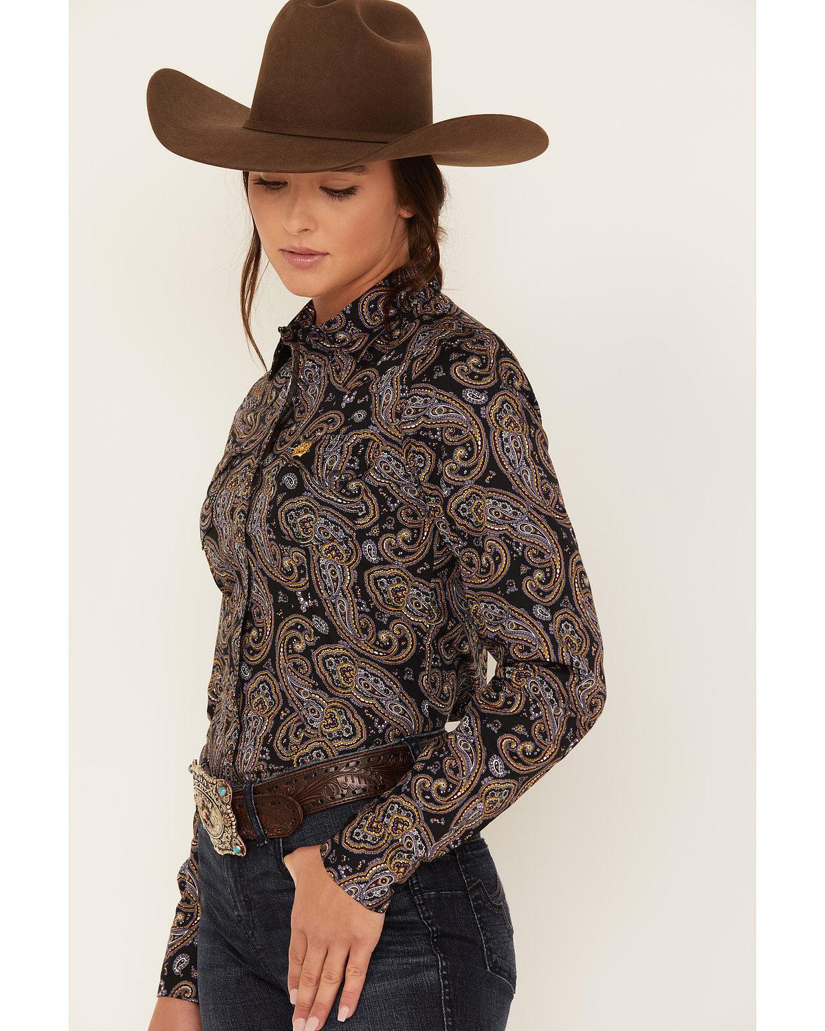 Cinch Women's Paisley Print Long Sleeve Button Down Western Shirt