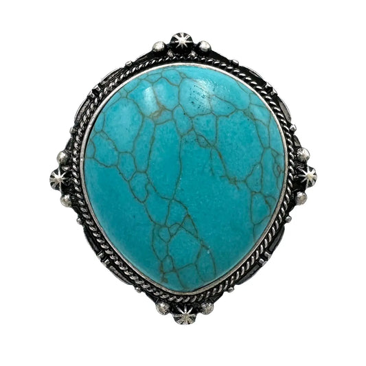 Teardrop Shape Turquoise Large Stretch Ring