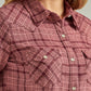 Women's Essential Long Sleeve Flannel Plaid Western Snap Shirt In Ash Rose