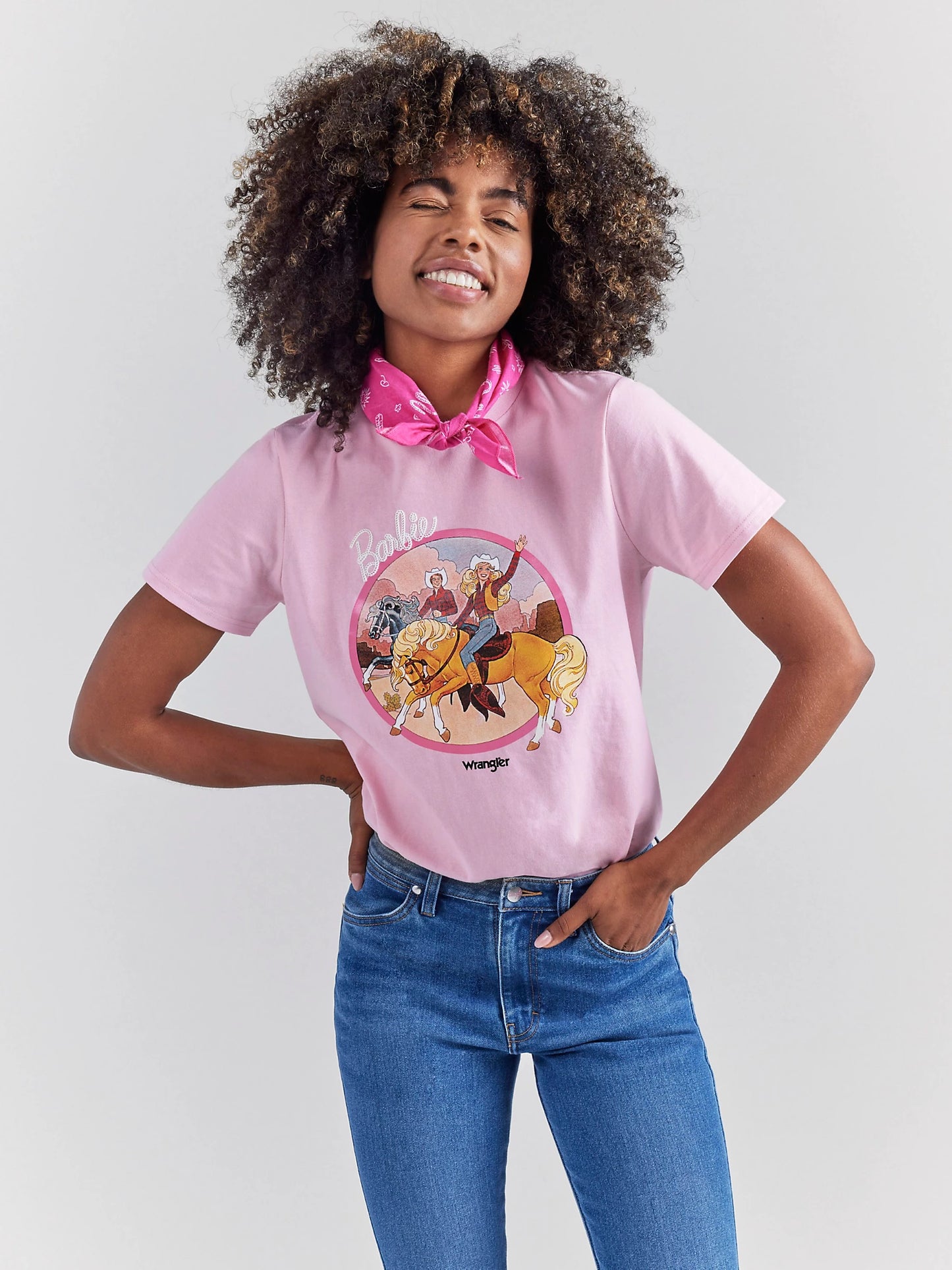 Wrangler X Barbie: Cowgirl Graphic Tee in Positive Pink