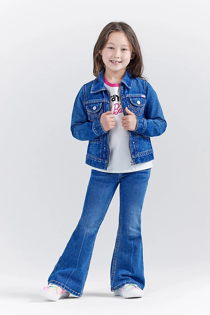 Wrangler X Barbie: Girl's Zip Front Denim Jacket in Wrangler Blue
