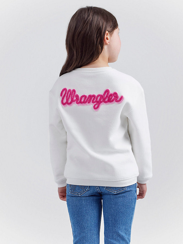 Wrangler X Barbie: Girl's Logo Sweatshirt in Snow White