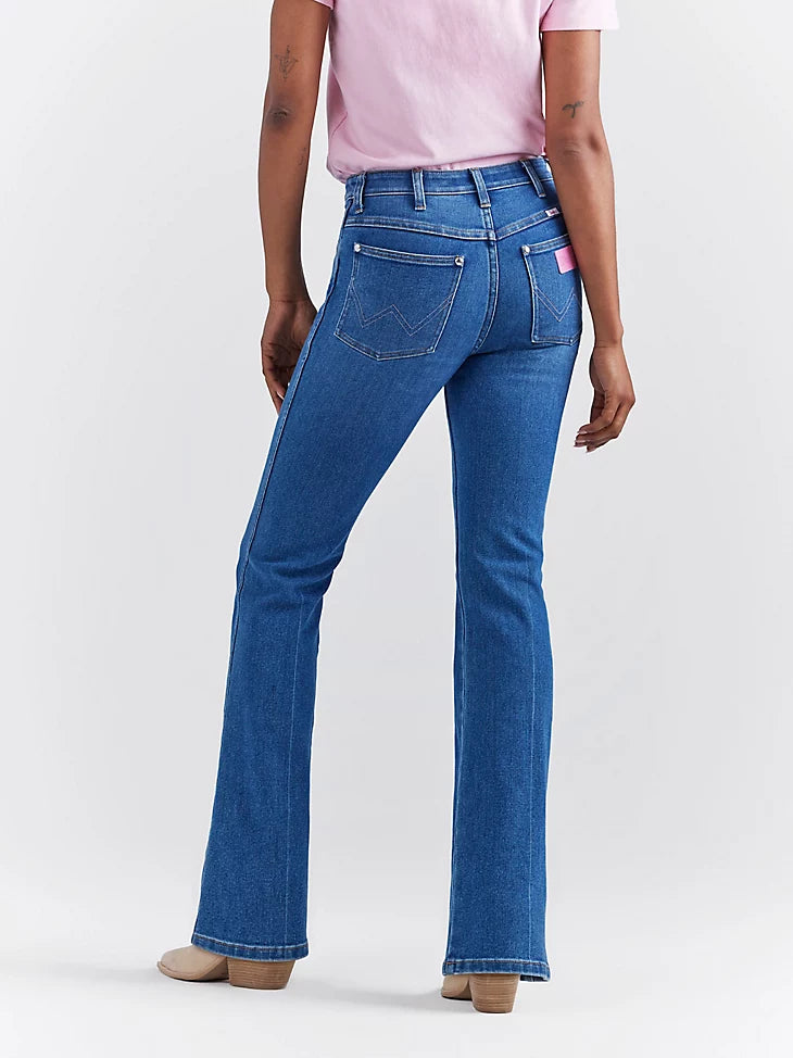 Wrangler X Barbie: Westward High Rise Bootcut Jean in Wrangler Blue