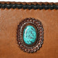 American Darling Leather Fringe Turquoise Stone Crossbody ADBGM277E Black Trim