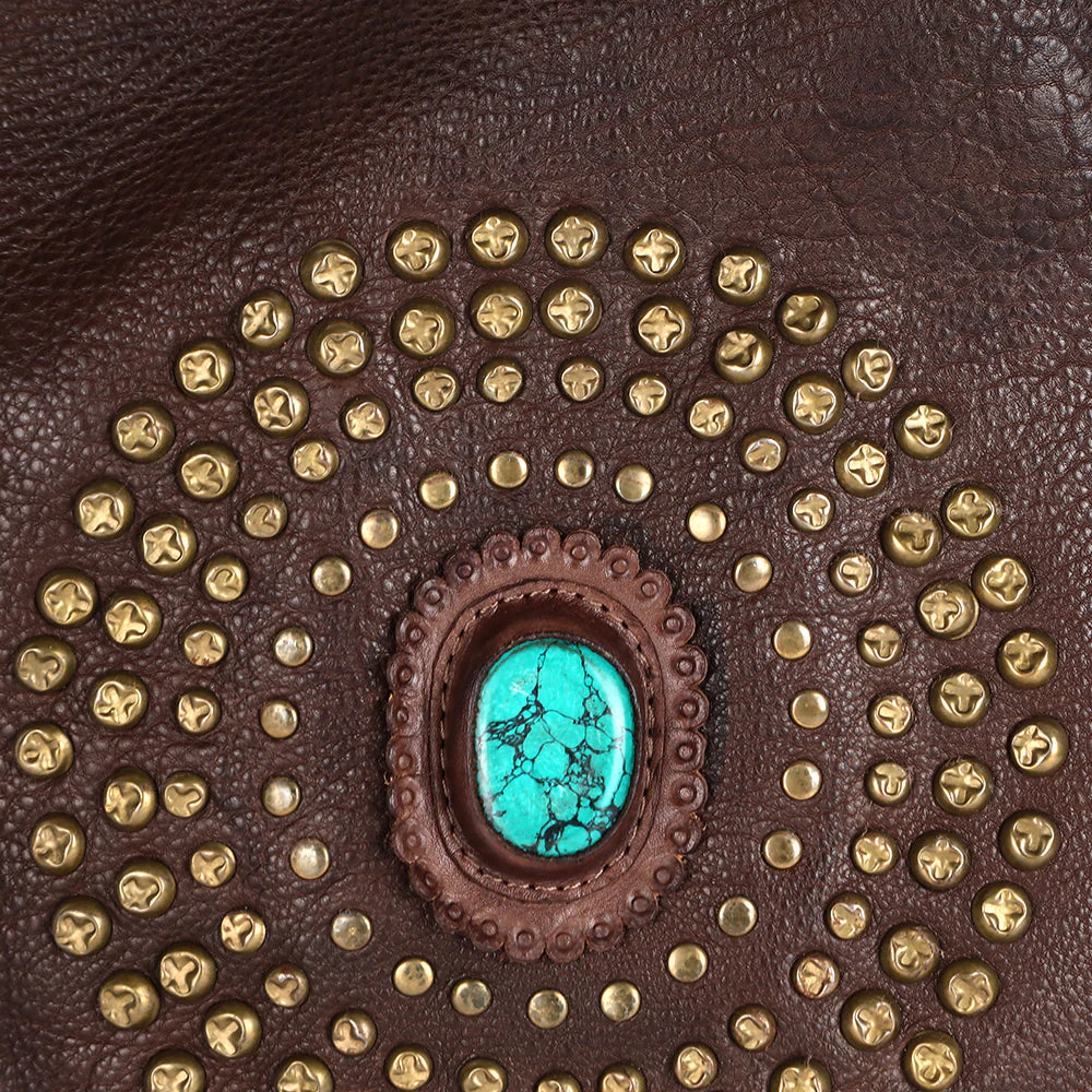 American Darling Leather Crossbody Handbag Turquoise Stone ADBGM353