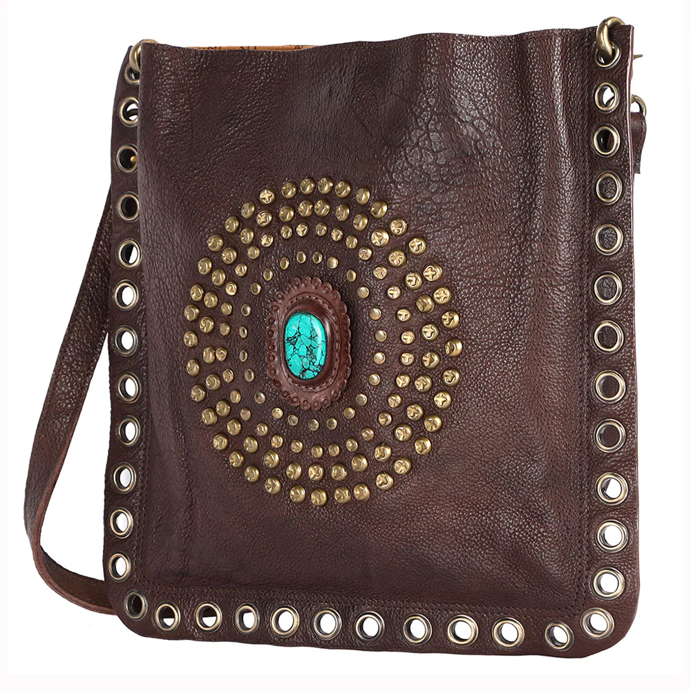 American Darling Leather Crossbody Handbag Turquoise Stone ADBGM353