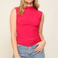 Phoebe  (fuschia high neck top with side ruched detail)