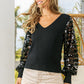 Addie Floral Sequin Rib Knit Top