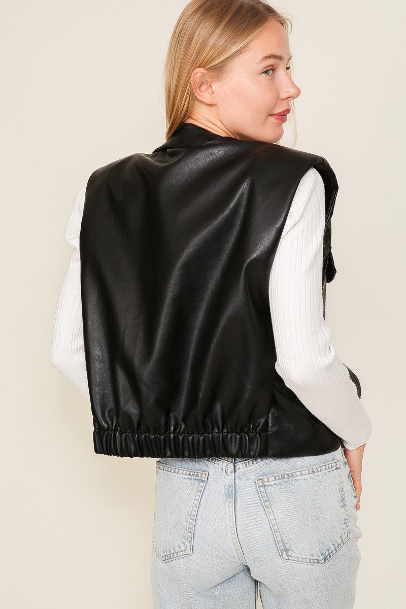 Farrah Faux Leather Zip Vest