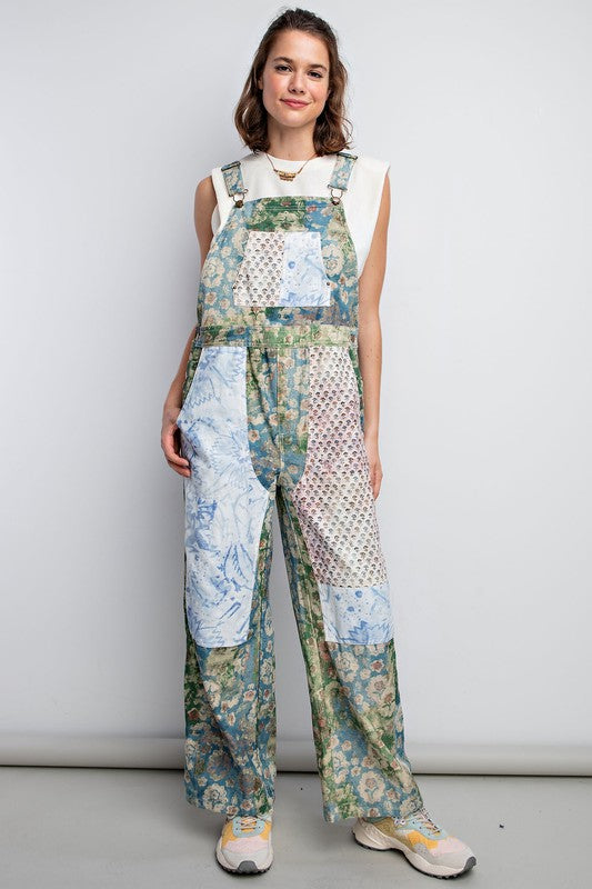 DOLLY (MIXED FLORAL PRINT WASHED COTTON TWILL OVERALLS)