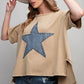 STARS AND STUDS SHORT SLEEVE PATCH TOP (Dust/ Khaki)