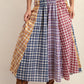 Smocked Waist Checkered Mixed Print A-Line Maxi Skirt (has matching Vest)