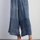 MINERAL WASHED CHAMBRAY WIDE LEG CROPPED PANTS