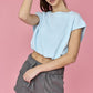 Emma Loose Fit Bubble Hem Top (Blue)