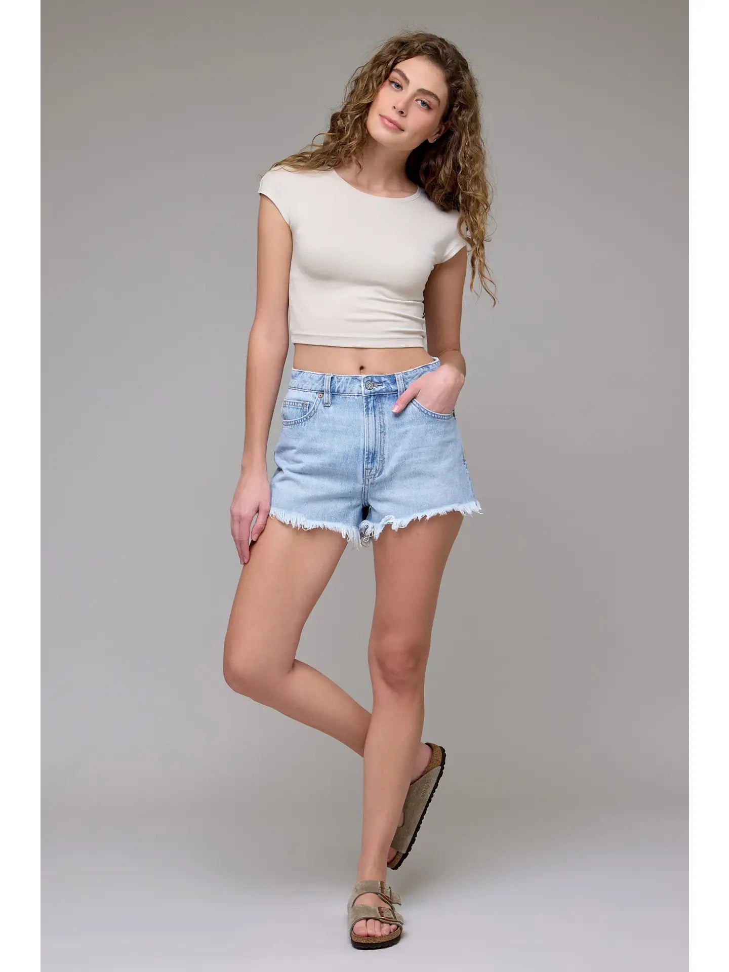 Light Wash Classic 3" Frayed Shorts