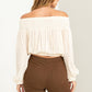 Josie ( Ivory ruffled on or off the shoulder top)