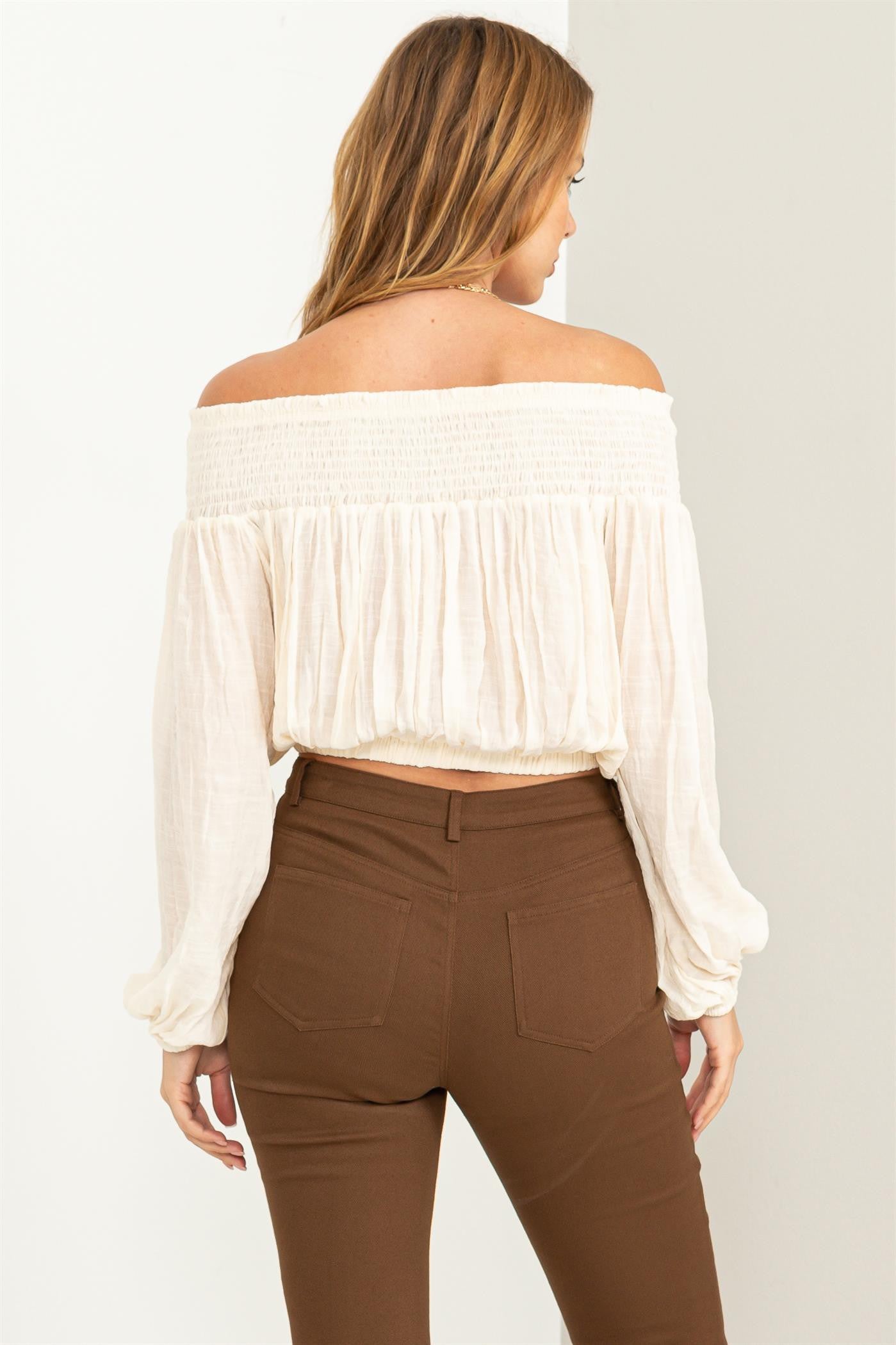 Josie ( Ivory ruffled on or off the shoulder top)