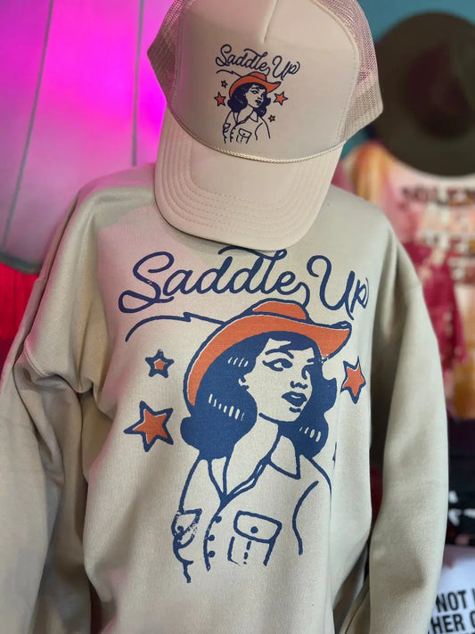 Saddle Up Cowgirl Graphic T-Shirt - Cream