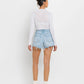 River High Rise Distressed Hem Shorts