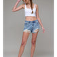 Medium Wash Classic 3" Heavily Frayed Shorts