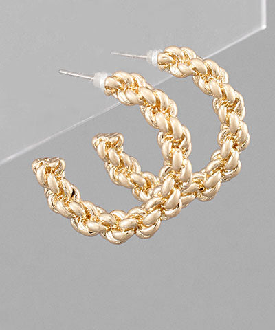 Brass Rope Texture Hoops