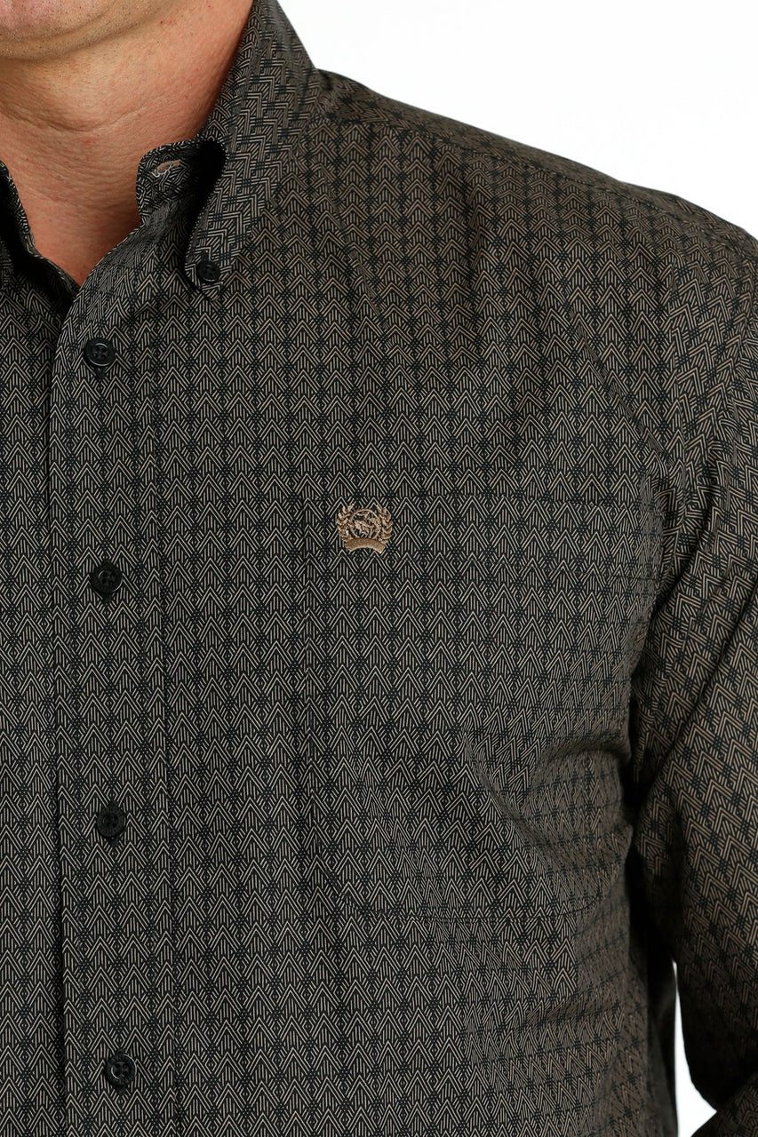 Cinch Geometrtic Print Button Down Long Sleeve Shirt - MTW1105672