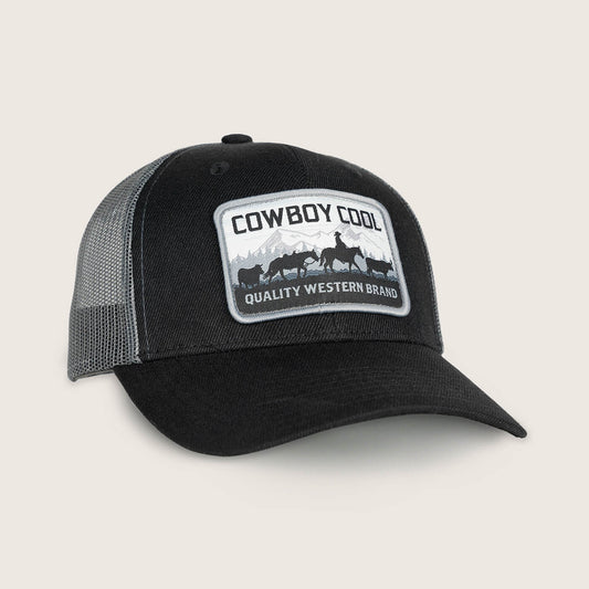 Cowboy Cool Buckhorn Patch Hat - Black/Charcoal