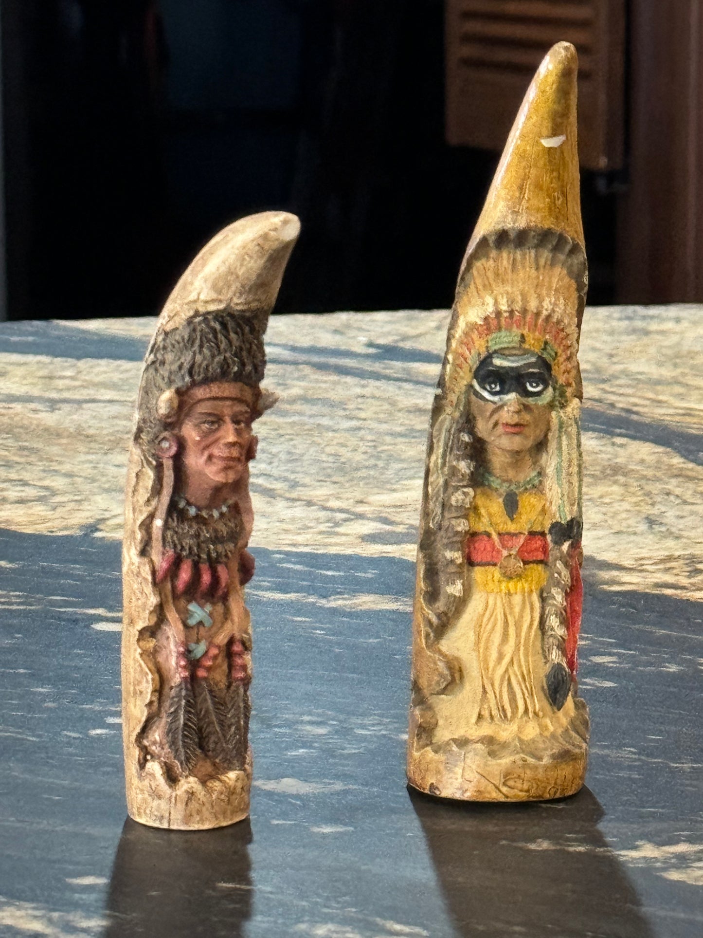 Native American Carved Faux Horn