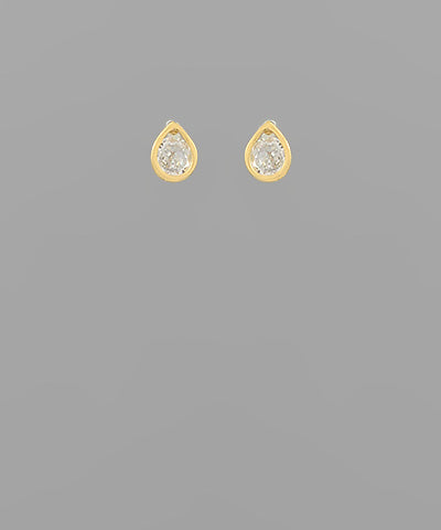 CZ Teardrop Studs