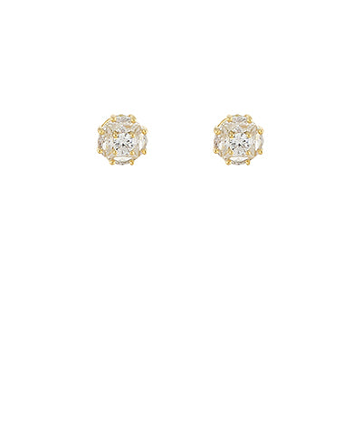 Pave Baguette Round Studs