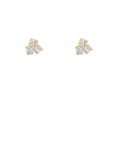 Cluster Pave Baguette Square Studs