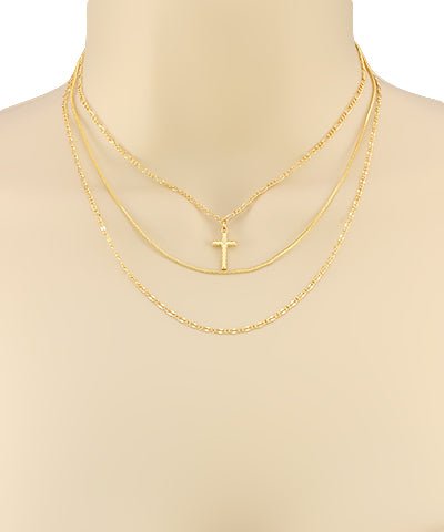 3 Layer Cross Necklace