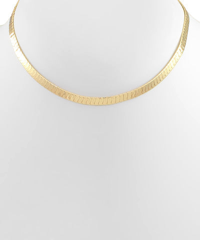 Brass Abstract Flat Chain Necklace