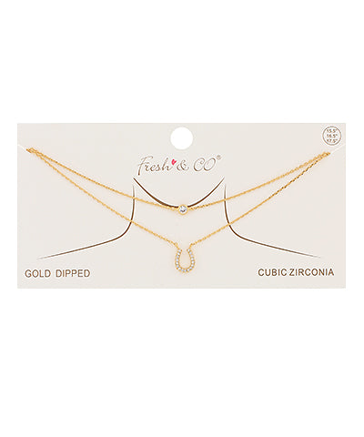 CZ Horseshoe Stack Necklace