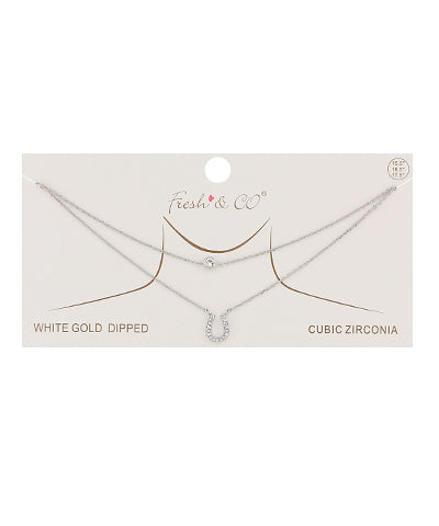 CZ Horseshoe Stack Necklace