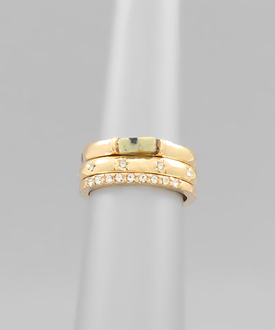 Stone & Crystal Ring Set