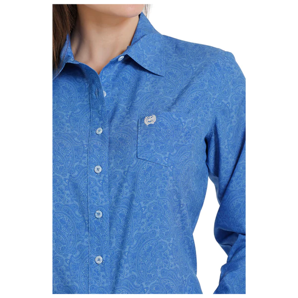 WOMEN'S ARENAFLEX BUTTON-DOWN WESTERN SHIRT - BLUE