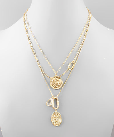 Double Coin Layered Chain Necklace