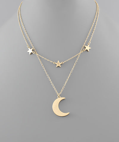 Moon and Stars Layering Necklace