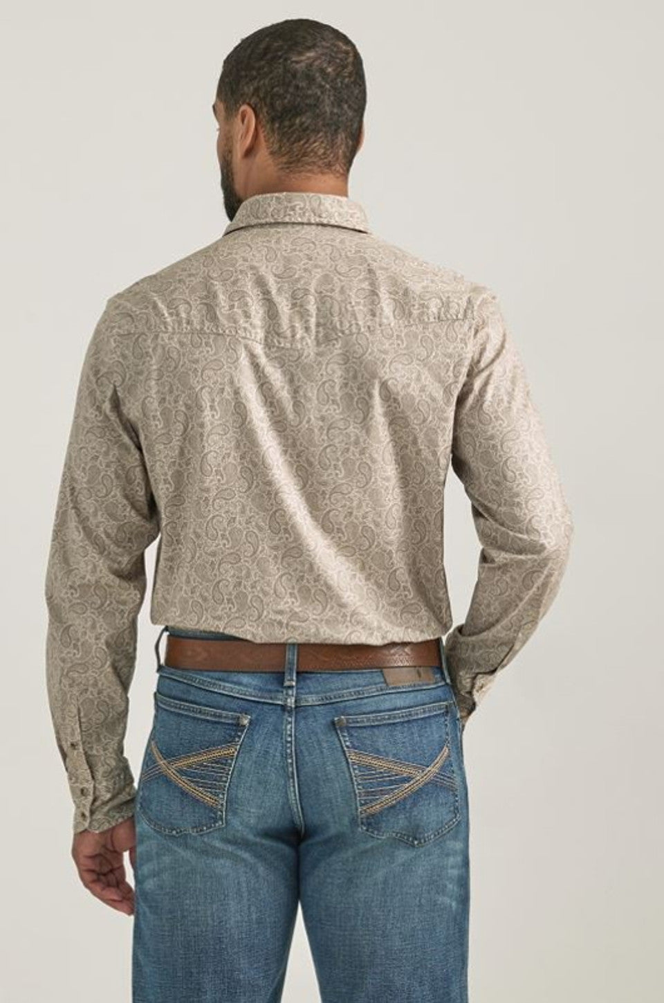 Wrangler Mens 20X Competition Advanced Comfort Paisley Sand Long Sleeve Shirt - 112338017