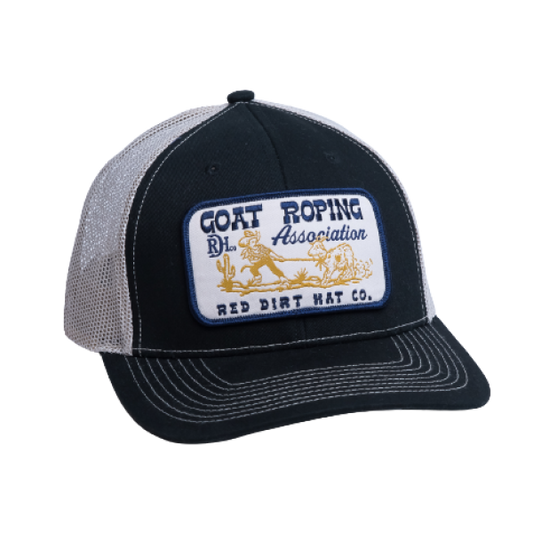 Red Dirt Hat Co. - Goat Roping Assoc. - Silver/Blk Khaki 6 Panel