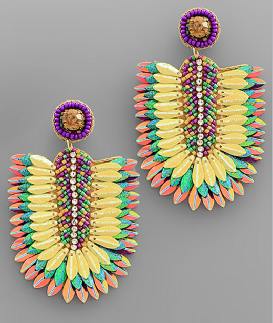 Mardi Gras Marquise Sequin Earrings