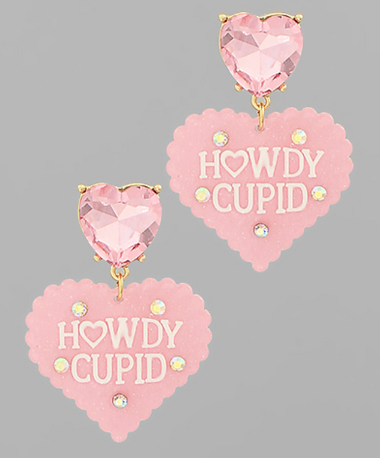 Howdy Cupid Rhinestone and Acrylic Drop Earring