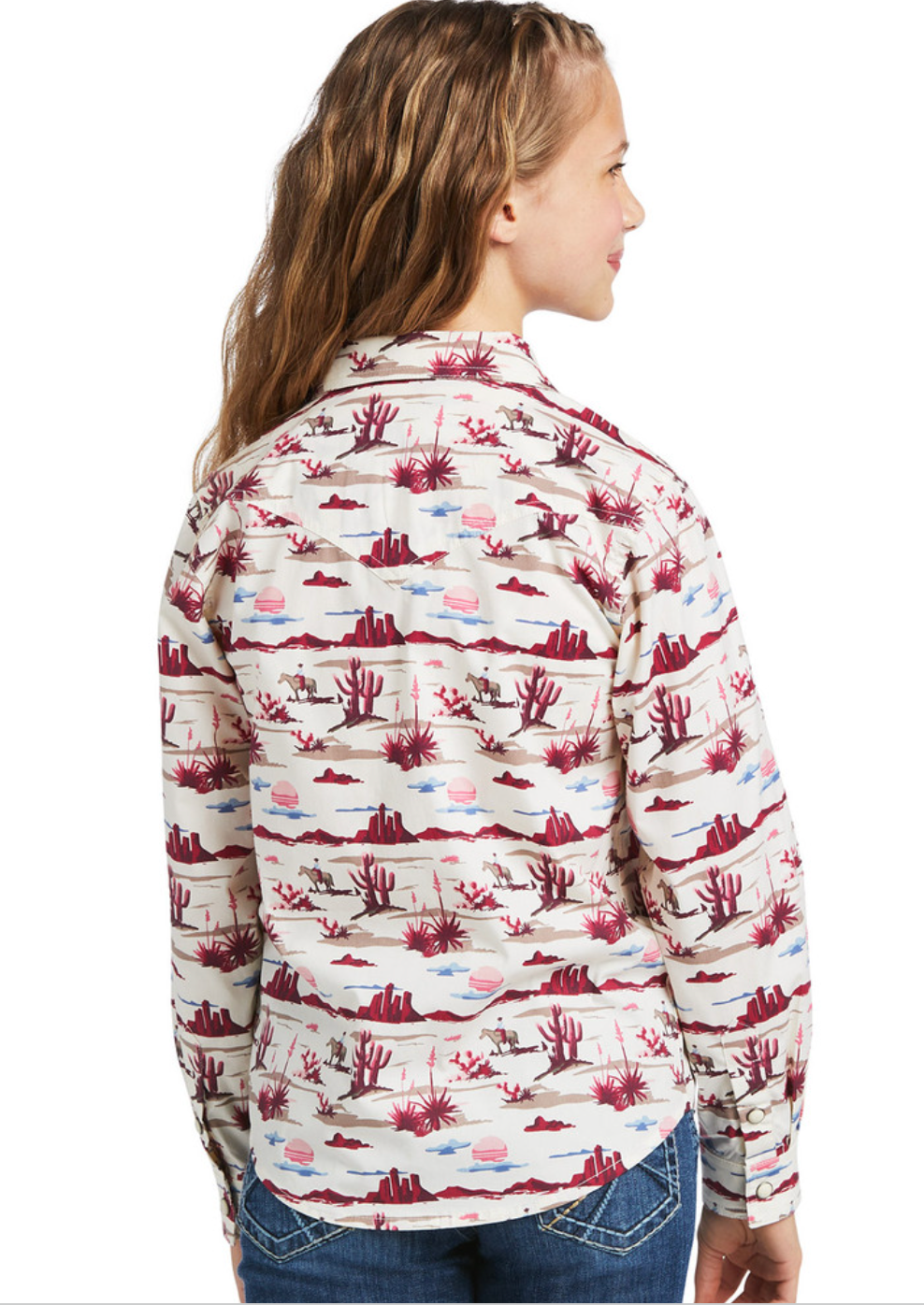 Girls Yuma Long Sleeve Print Snap Shirt - Yuma Landscape Print (XS 7)