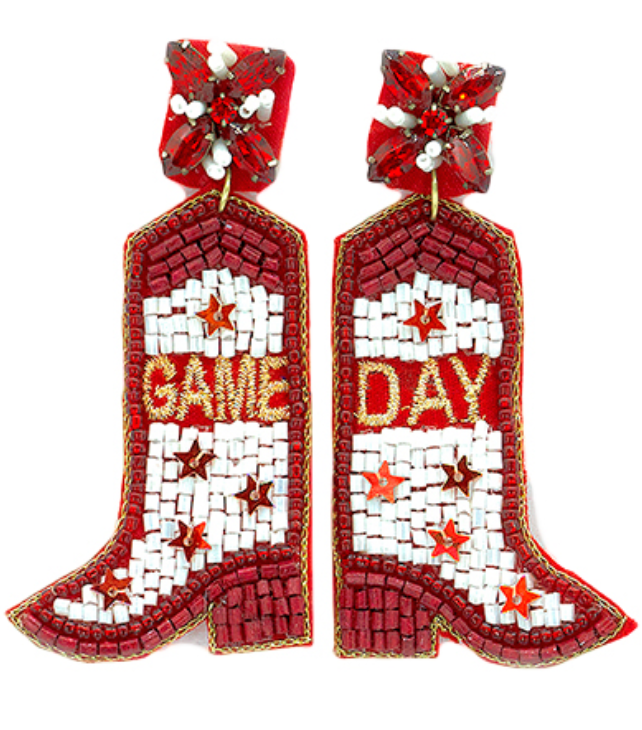 Red & White GAME DAY Boot Earrings!